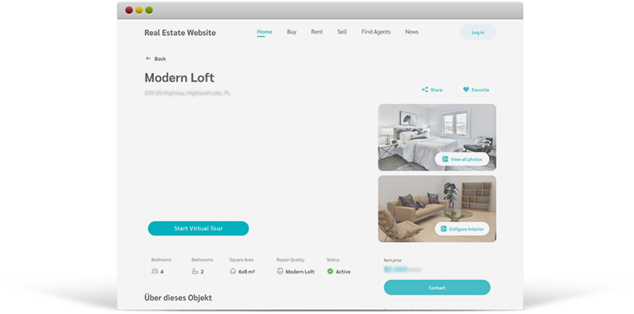 Website showing modern real estate website